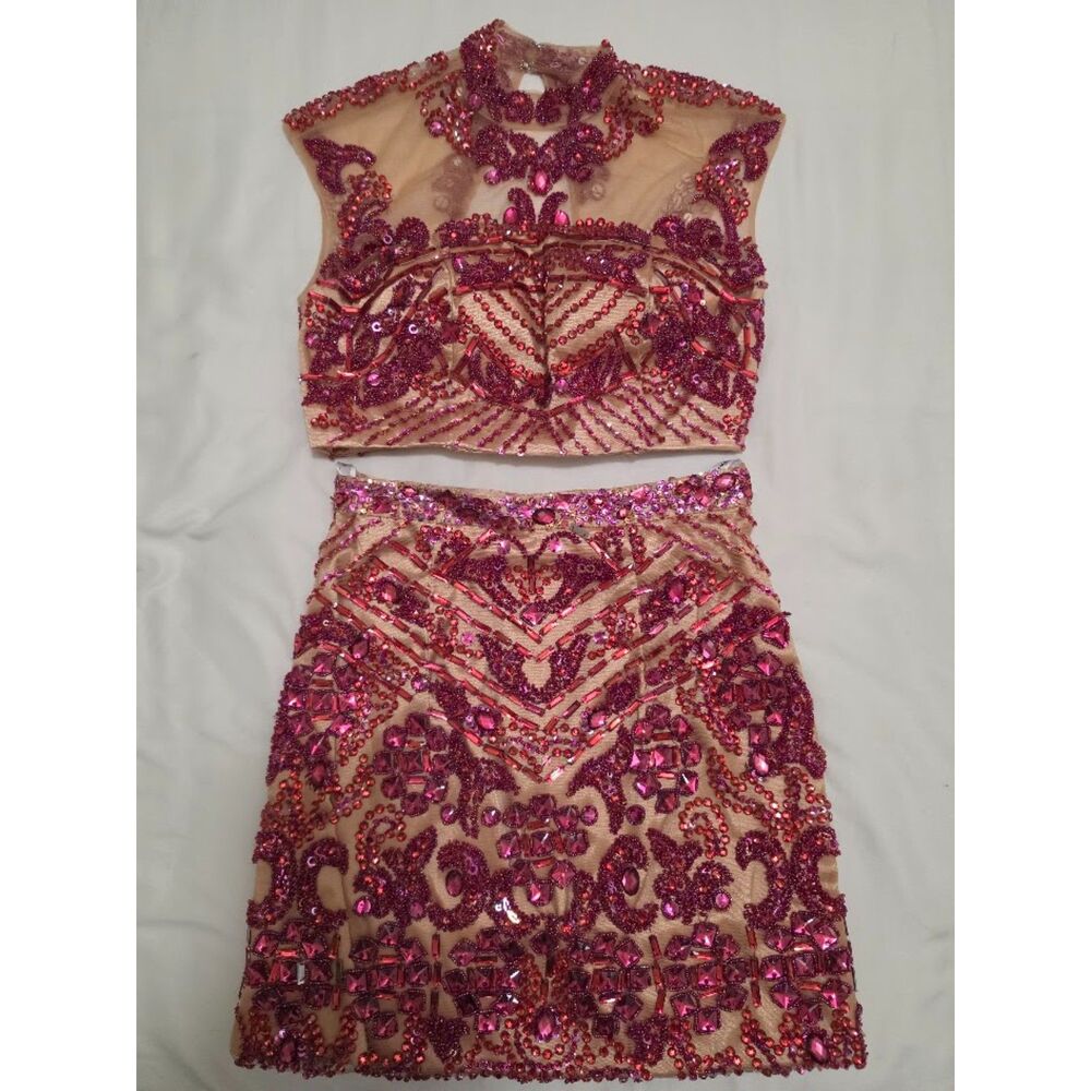 Sherri Hill Homecoming 2-piece Dress Size 2 BEDAZZLED EMBROIDERED Rare *SEE INFO